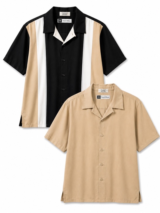 Daniel Ellissa Other - Vintage Daniel Ellissa Bowling Shirt Lot 2 Resort Vacation Black Tan Retro SZ XL